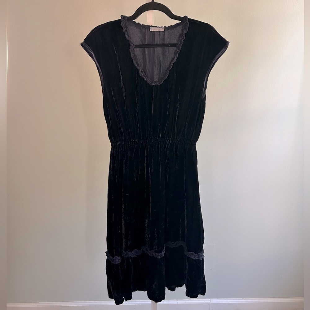 Tensions In Italian Velour V-Neck Dress